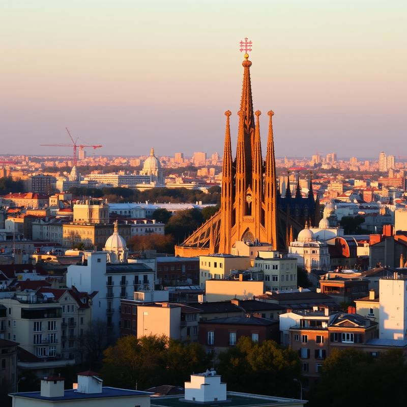 Vista panorámica de Barcelona con la Sagrada Familia al fondo.